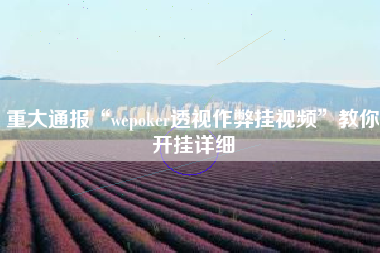 重大通报“wepoker透视作弊挂视频	”教你开挂详细