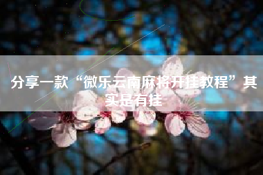 分享一款“微乐云南麻将开挂教程	”其实是有挂