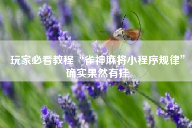 玩家必看教程“雀神麻将小程序规律	”确实果然有挂