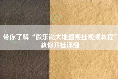 带你了解“微乐锄大地透视挂视频教程”教你开挂详细