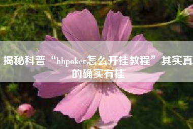 揭秘科普“hhpoker怎么开挂教程”其实真的确实有挂