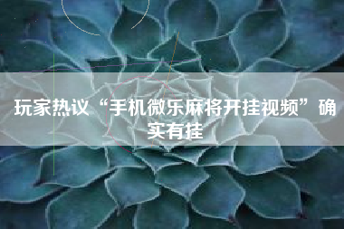 玩家热议“手机微乐麻将开挂视频”确实有挂