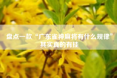 盘点一款“广东雀神麻将有什么规律”其实真的有挂