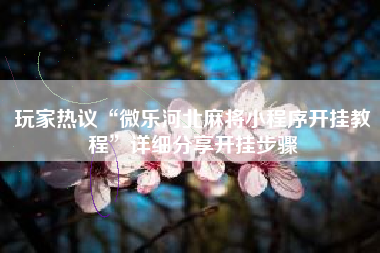 玩家热议“微乐河北麻将小程序开挂教程	”详细分享开挂步骤