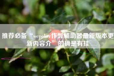 推荐必备“wepoker作弊辅助器最新版本更新内容介”的确是有挂