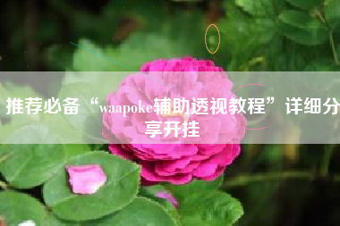 推荐必备“waapoke辅助透视教程	”详细分享开挂