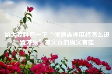 给大家科普一下“微信雀神麻将怎么设置才赢”其实真的确实有挂