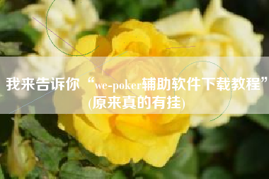 我来告诉你“we-poker辅助软件下载教程	”(原来真的有挂)
