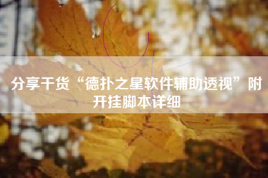 分享干货“德扑之星软件辅助透视	”附开挂脚本详细