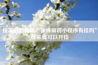 玩家必看教程“雀神麻将小程序有挂吗”原来真可以开挂