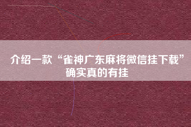 介绍一款“雀神广东麻将微信挂下载	”确实真的有挂