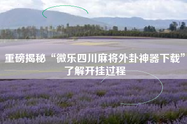 重磅揭秘“微乐四川麻将外卦神器下载	”了解开挂过程