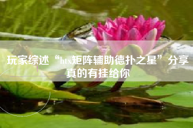 玩家综述“htx矩阵辅助德扑之星	”分享真的有挂给你