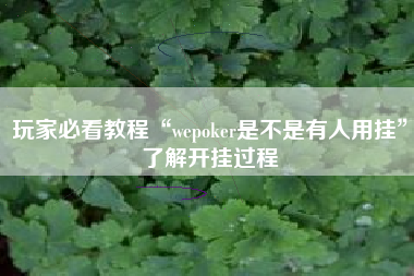 玩家必看教程“wepoker是不是有人用挂”了解开挂过程