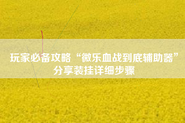 玩家必备攻略“微乐血战到底辅助器”分享装挂详细步骤