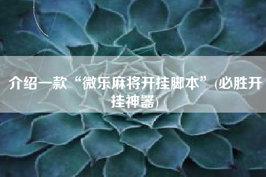介绍一款“微乐麻将开挂脚本”(必胜开挂神器)