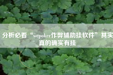 分析必看“wepoker作弊辅助挂软件	”其实真的确实有挂