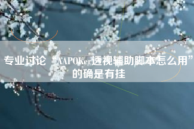 专业讨论“AAPOKer透视辅助脚本怎么用”的确是有挂