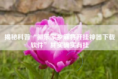 揭秘科普“微乐家乡麻将开挂神器下载软件”其实确实有挂