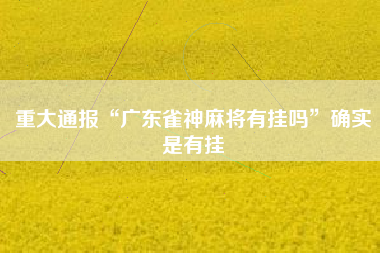 重大通报“广东雀神麻将有挂吗”确实是有挂