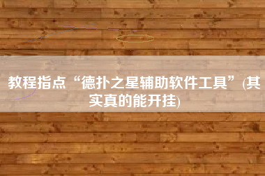 教程指点“德扑之星辅助软件工具”(其实真的能开挂)
